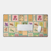 上品なパターンレトロデザインスタンプとチケット デスクマット (キーボード&マウス)