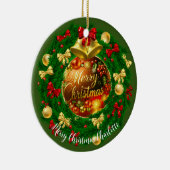 上品なパーソナライズされたクリスマスツリーオーナメント セラミックオーナメント (右)