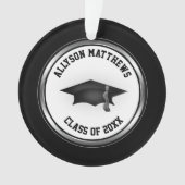 上品なパーソナライズされた卒業キャップとタッセル オーナメント (正面)