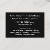 上品なパーソナルフィットネストレーナークール 名刺 (裏面)