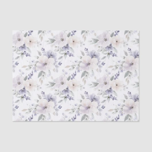 上品なパープルとアイボリーとラベンダーの花 ブライダルシャワー 薄葉紙 (正面)