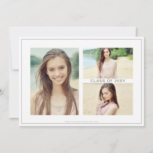 上品なピモダンンクフローラ写真卒業 招待状 (裏面)