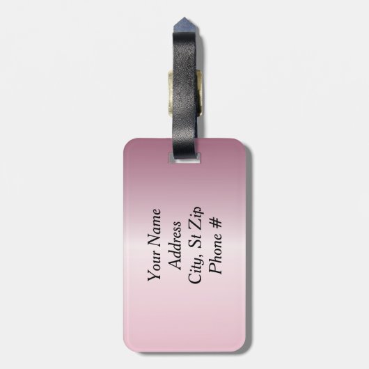 上品なピンクおよびブラウンのストライプのなデザイン ラゲッジタグ (裏面縦)