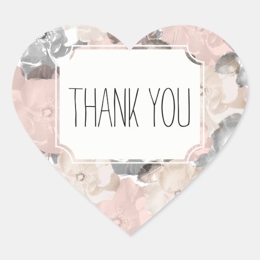 上品なピンクとブラックのバラありがとう ハートシール (正面)