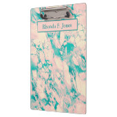 上品なピンクと青の大理石 クリップボード (左)