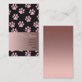上品なピンクと黒のペットの手のプリントパターン 名刺 (正面/裏面)