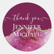 上品なピンクのアゲート ゴールドグリッター ウェディング シック