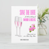 上品なピンクのエレガントなモダンな結婚式のSave The Date 招待状 (スタンド正面)
