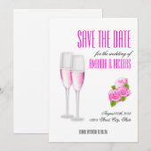 上品なピンクのエレガントなモダンな結婚式のSave The Date 招待状 (正面/裏面)