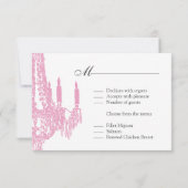 上品なピンクのシャンデリアRSVPカード(3.5x5) 出欠カード (裏面)