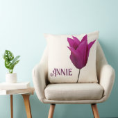 上品なピンクのチューリップモノグラムのカスタマイズ可能な枕 クッション (椅子)