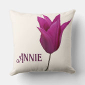 上品なピンクのチューリップモノグラムのカスタマイズ可能な枕 クッション (裏面)