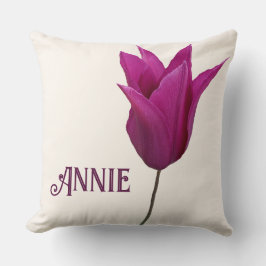 上品なピンクのチューリップモノグラムのカスタマイズ可能な枕 クッション