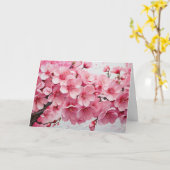 上品なピンクの桜の花 カード (黄色い花)