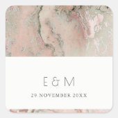 上品なピンクの濃いバラ金ゴールドアガートモノグラム結婚ズ スクエアシール (正面)