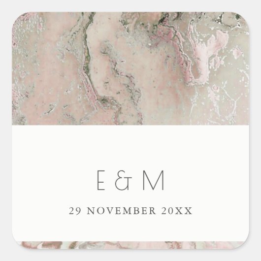 上品なピンクの濃いバラ金ゴールドアガートモノグラム結婚ズ スクエアシール (正面)