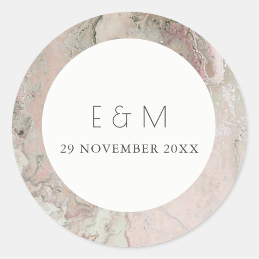 上品なピンクの濃いバラ金ゴールドアガートモノグラム結婚ズ ラウンドシール (正面)