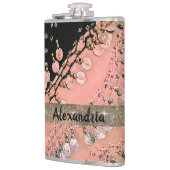 上品なピンクの珊瑚と黒のジプシーのスカーフ フラスク (左)