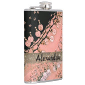 上品なピンクの珊瑚と黒のジプシーのスカーフ フラスク (右)