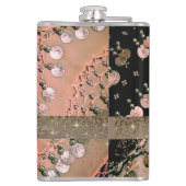 上品なピンクの珊瑚と黒のジプシーのスカーフ フラスク (裏面)