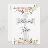 上品なピンクの花のクリスチャンオーダーメイド感謝祭 ポストカード (正面/裏面)