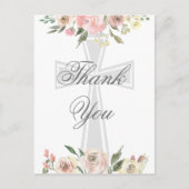上品なピンクの花のクリスチャンオーダーメイド感謝祭 ポストカード (正面)