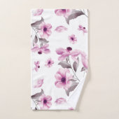 上品なピンクの花バスタオオルセット バスタオルセット (ハンドタオル)