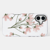 上品なピンクの花柄 iPhoneケース (裏面横)