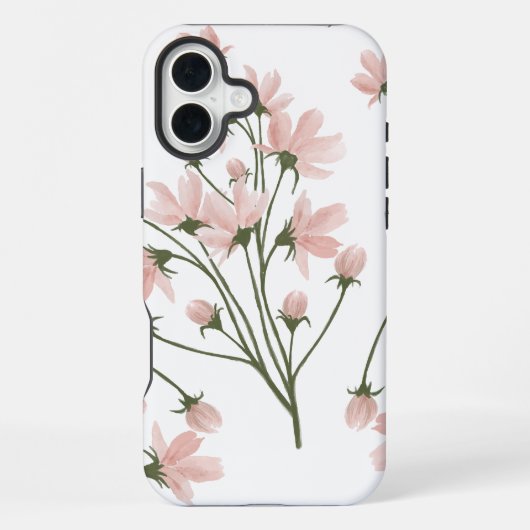 上品なピンクの花柄 iPhoneケース (裏面)