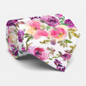 上品なピンクパープルウォーター色バラネックタイ ネクタイ (ロール)