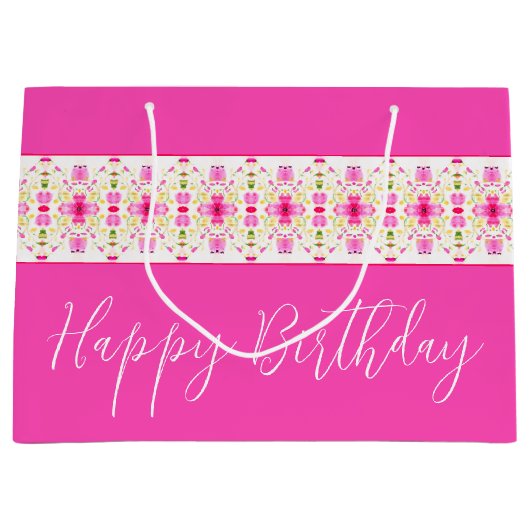 上品なピンクフローラ ラージペーパーバッグ (正面)