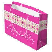 上品なピンクフローラ ラージペーパーバッグ (裏面アングル)