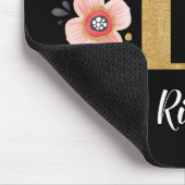 上品なピンクブラックガーリーモノグラムイニシャル文字R マウスパッド (コーナー)