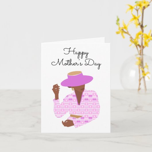 上品なピンク色の女性と母のデイカード カード (黄色い花)