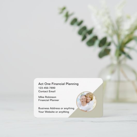 上品なファイナンシャルプランナー名刺 名刺 (スタンド正面)