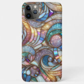 上品なフェイクブルーピンク虹色フェイクガラスのモザイク Case-Mate iPhoneケース (裏面)