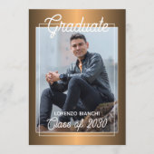 上品なフェイク光沢金ゴールド銅卒業 案内状 (正面)