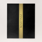 上品なフェイク金ゴールドストライプと黒の背景またはDIY ジグソーパズル (縦)