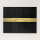 上品なフェイク金ゴールドストライプと黒の背景またはDIY ジグソーパズル (横)