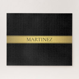 上品なフェイク金ゴールドストライプと黒の背景またはDIY ジグソーパズル