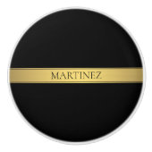 上品なフェイク金ゴールドストライプと黒の背景またはDIY セラミックノブ (正面)