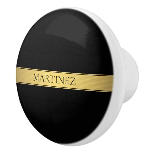 上品なフェイク金ゴールドストライプと黒の背景またはDIY セラミックノブ (右)