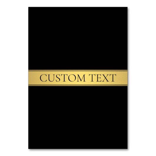 上品なフェイク金ゴールドストライプと黒の背景またはDIY テーブルナンバー (正面)