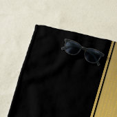 上品なフェイク金ゴールドストライプと黒の背景またはDIY ビーチタオル (インサイチュ)