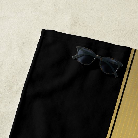 上品なフェイク金ゴールドストライプと黒の背景またはDIY ビーチタオル (インサイチュ)