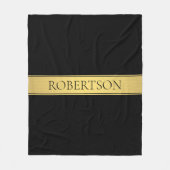 上品なフェイク金ゴールドストライプと黒の背景またはDIY フリースブランケット (正面)