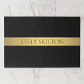 上品なフェイク金ゴールドストライプと黒の背景またはDIY ペーパーパッド (正面)