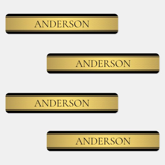 上品なフェイク金ゴールドストライプと黒の背景またはDIY ラベル (グループ)