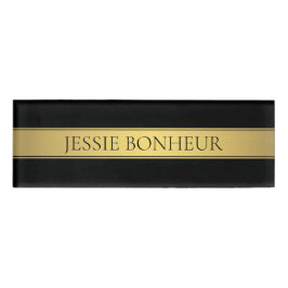 上品なフェイク金ゴールドストライプと黒の背景またはDIY 名札