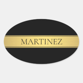 上品なフェイク金ゴールドストライプと黒の背景またはDIY 楕円形シール